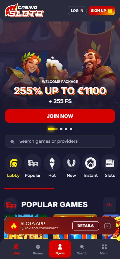 Slotacasino mobile casino game selection